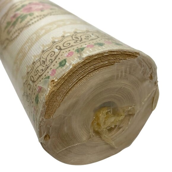VTG Sherwin-Williams Floral Stripe Wallpaper Roll 20.5" X 14 Yards USA Sealed - Picture 6 of 7